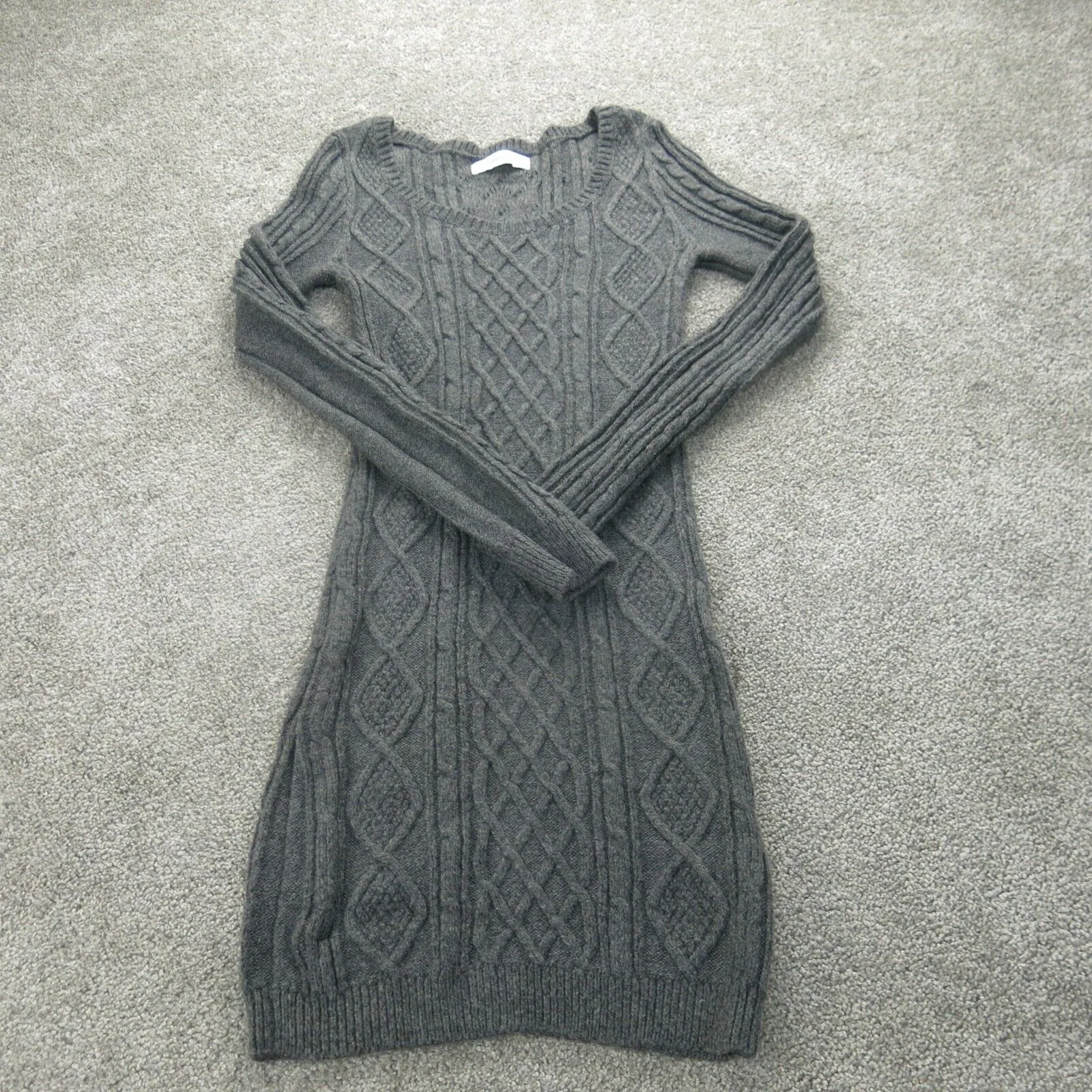 Abercrombie & Fitch Sweater Dress Womens X Small Gray Scoop Neck Long Sleeve