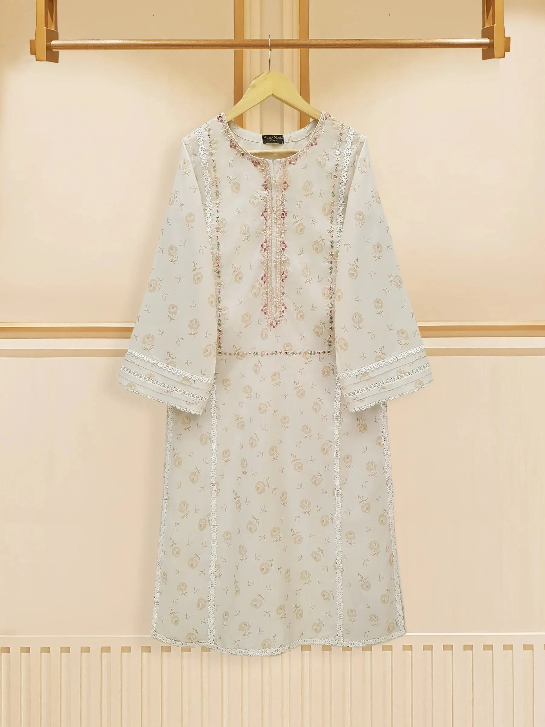 Agha Noor Off-White Digital Printed Lawn Shirt