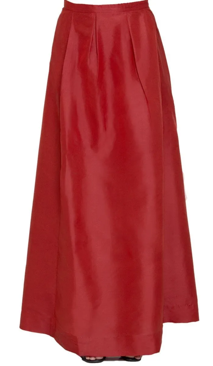 Anja Pleated Silky Long Maxi Skirt - Burnt Orange - FINAL SALE