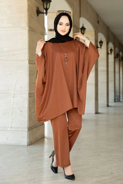 Bat Sleeve Muslim Abaya Style Suit