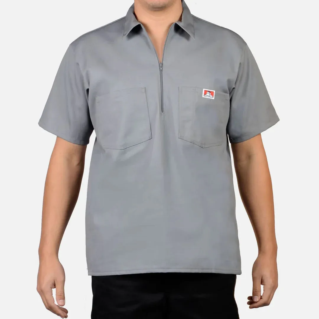 Ben Davis Short Sleeve 1/2 Zip - LT GREY