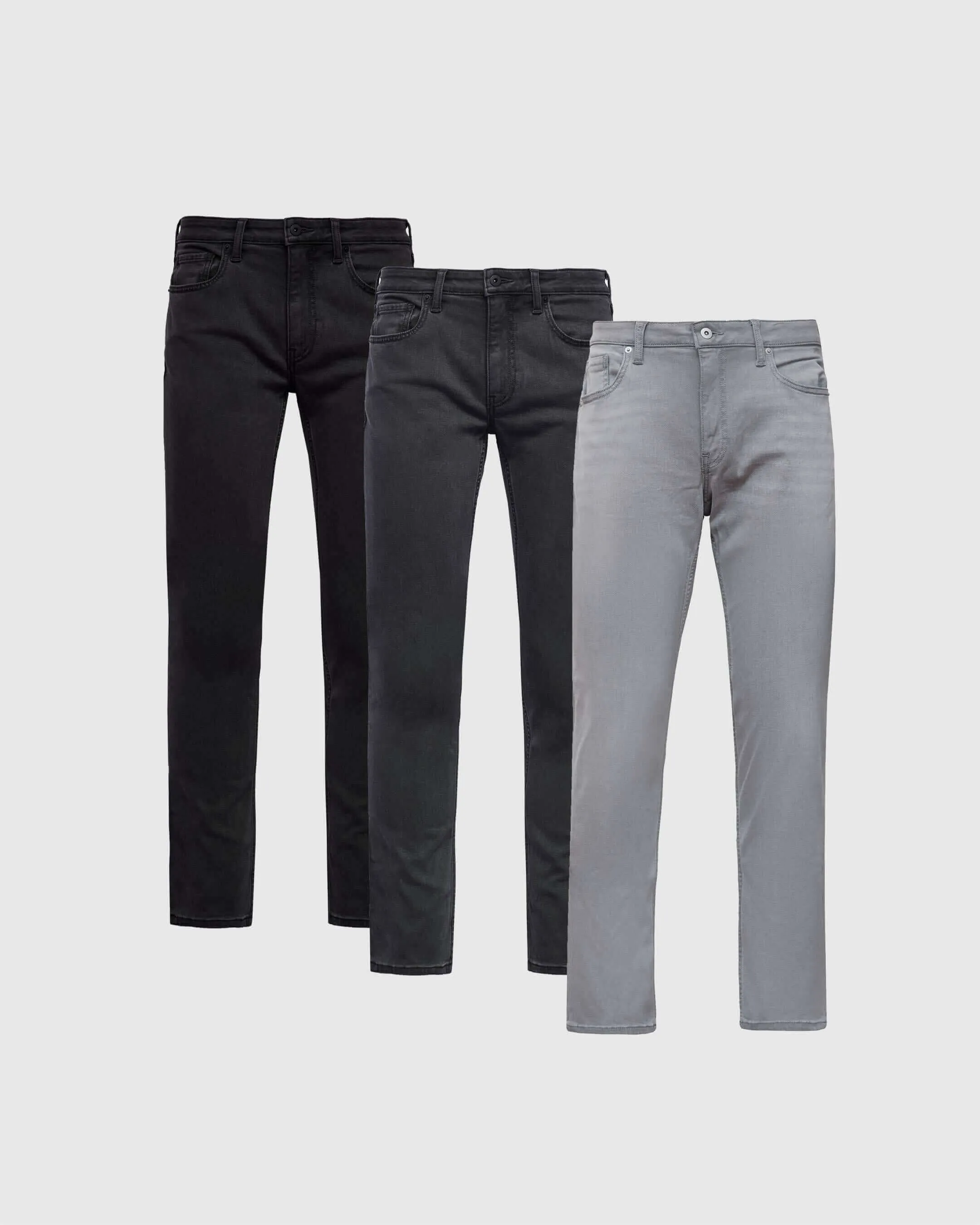 Black & Gray Straight Comfort Stretch Jeans 3-Pack