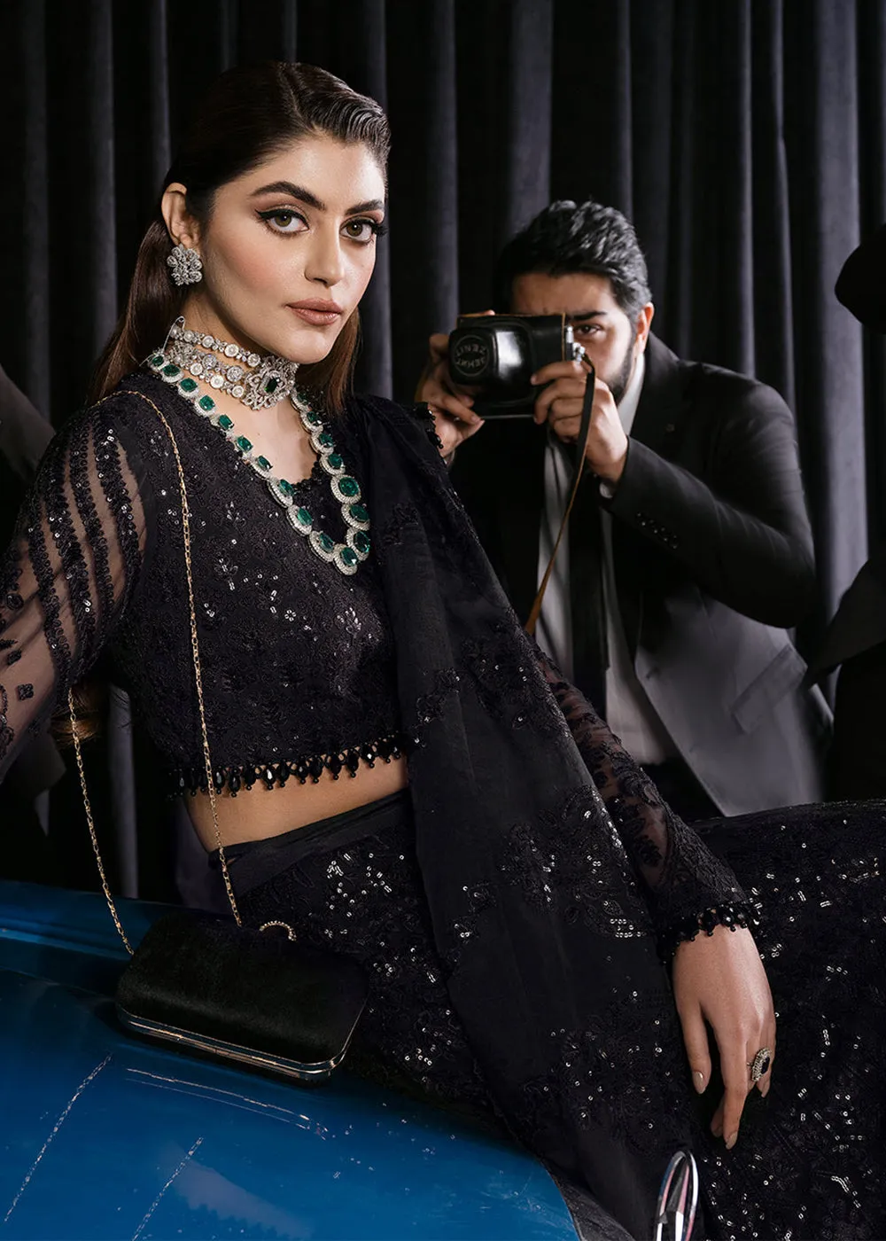 Black Lehenga Suit - Afrozeh Luxury Starlet Collection '23 - Black Swan