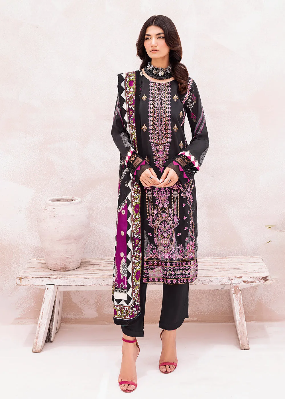 Black Pakistani Salwar Suit - Ramsha Mashaal Collection Vol 7 - #L-704