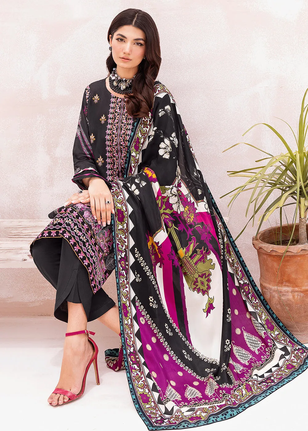 Black Pakistani Salwar Suit - Ramsha Mashaal Collection Vol 7 - #L-704