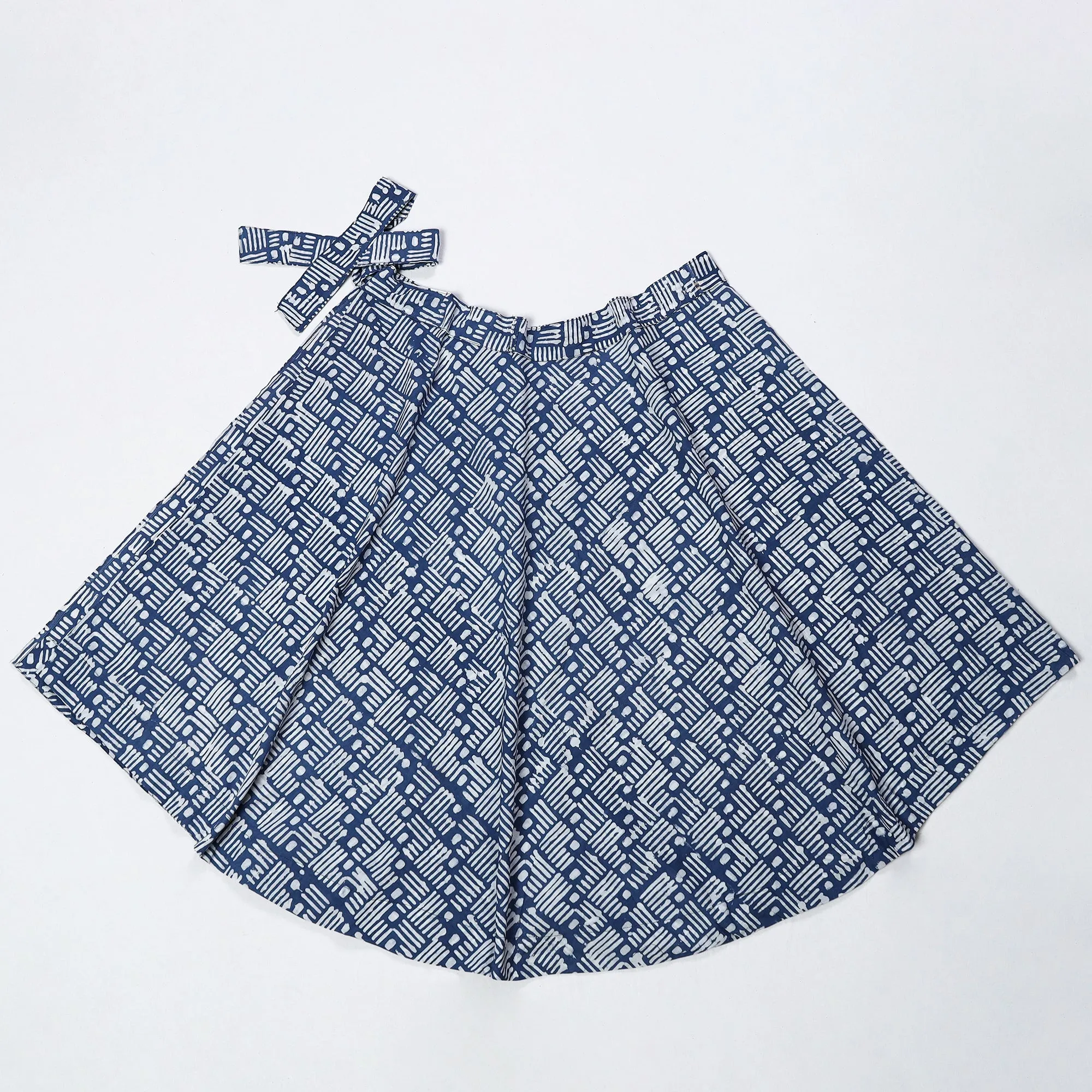 Blue - Hand Batik Printed Cotton Wrap Around Skirt 14