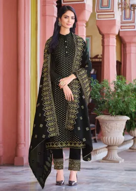 Classic Black Pakistani Pant Style Chinnon Salwar Suit