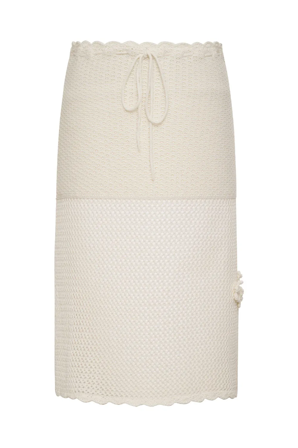 Collette Crochet Midi Skirt - White