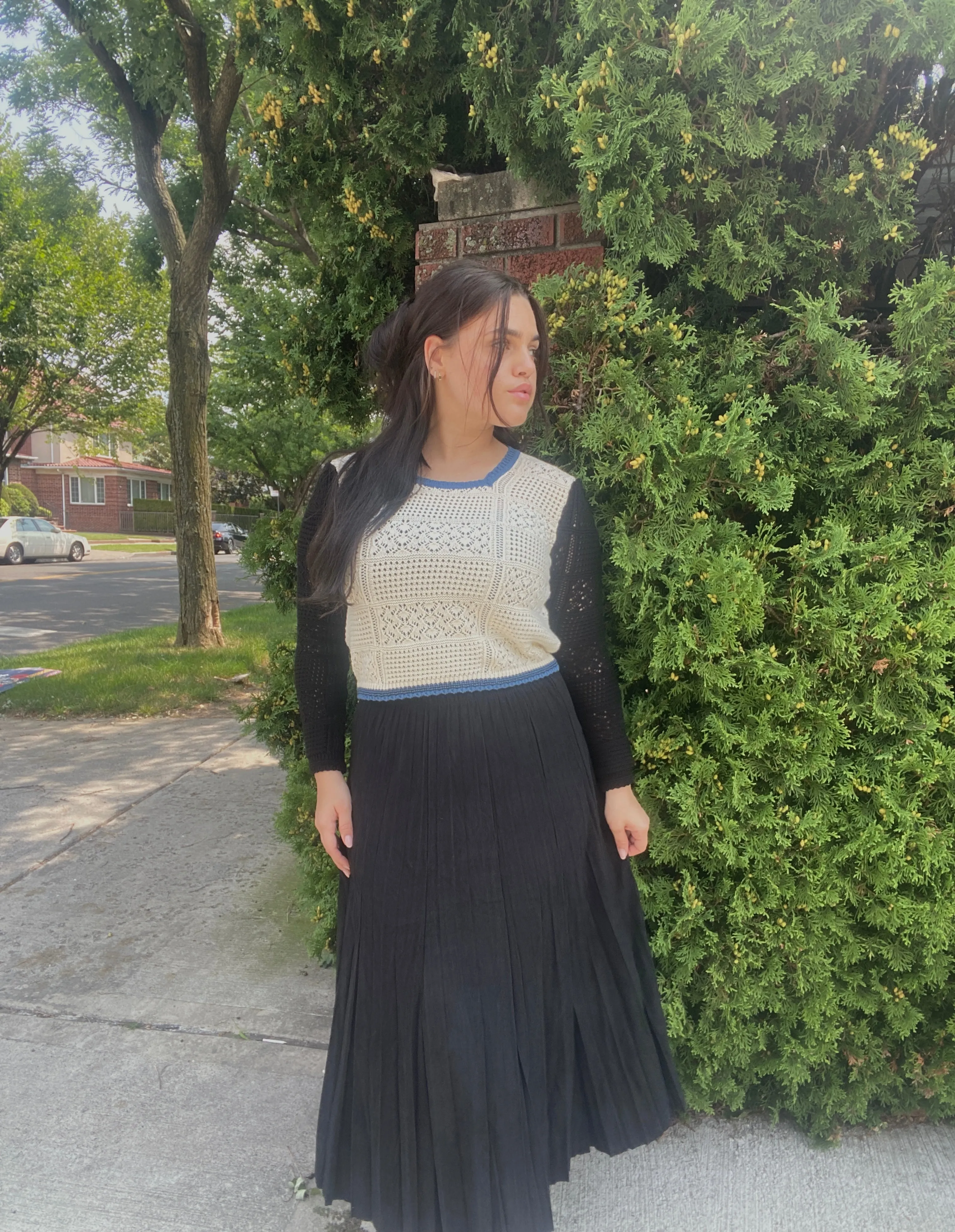 CORDUROY CRINKLE PLEATED SKIRT