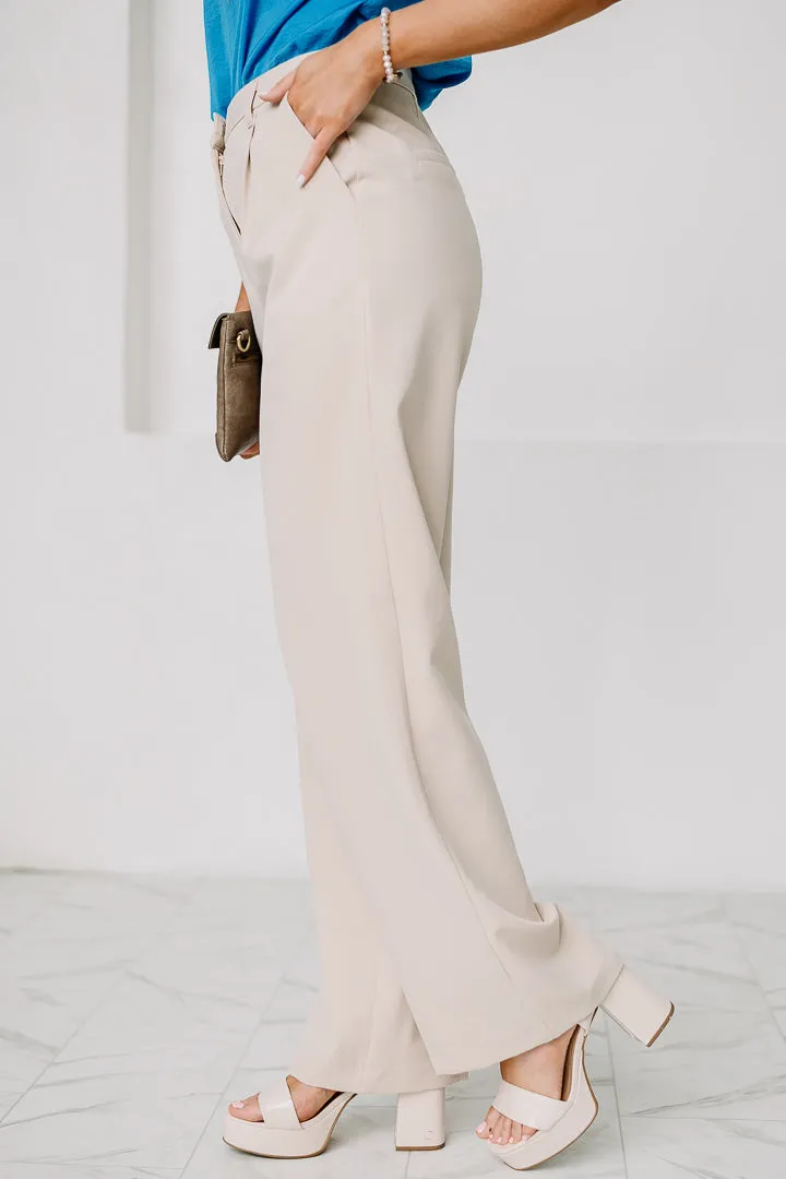 Cut Some Slack Wide Leg Dress Pants | Oatmeal