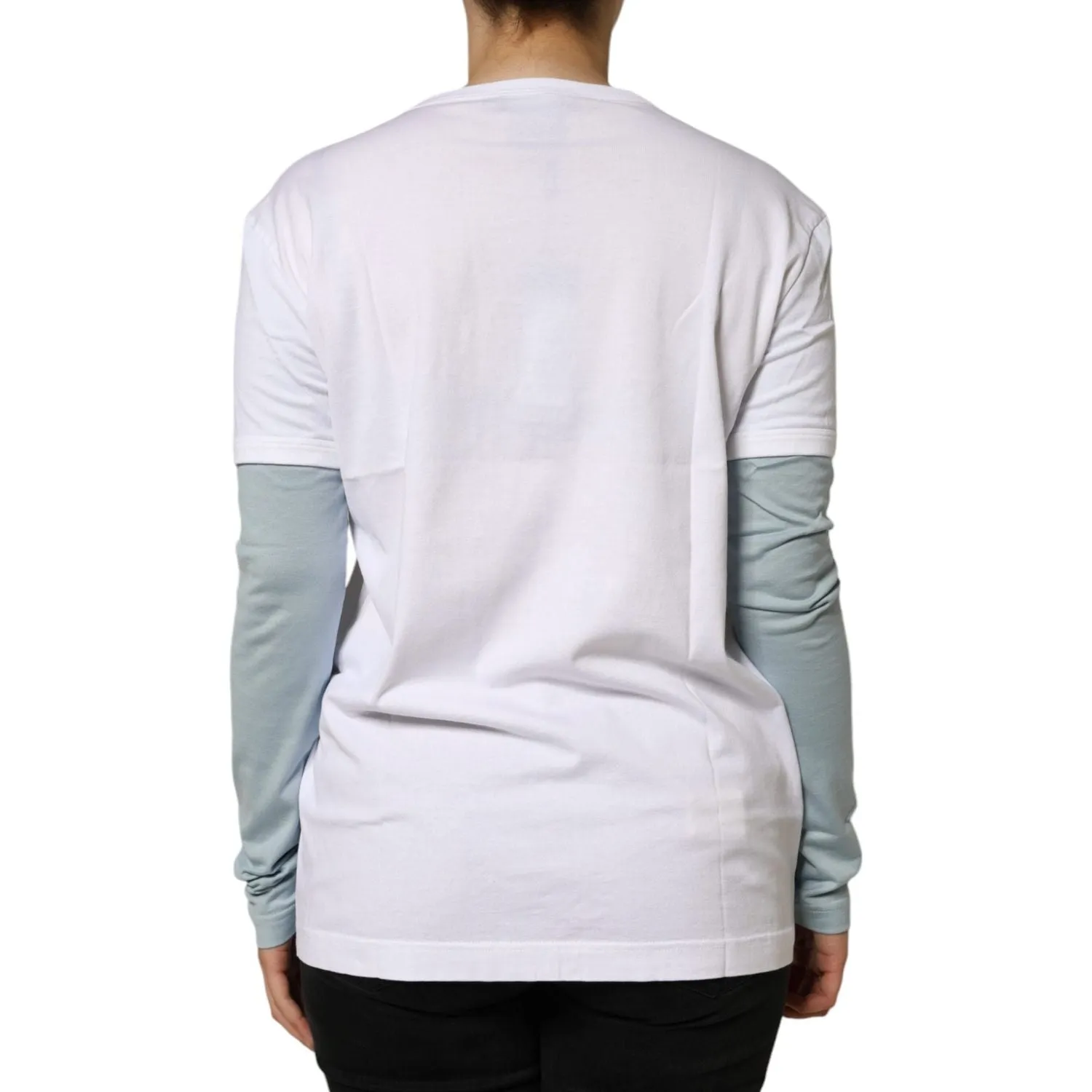 Dolce & Gabbana White Cotton Logo Print Round Neck T-shirt