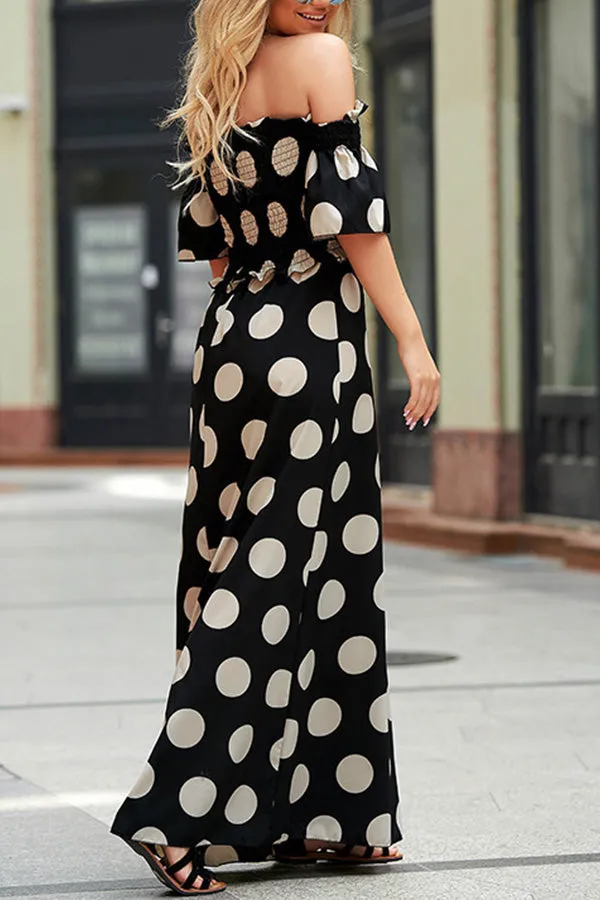 Elastic temperament polka dot printed skirt