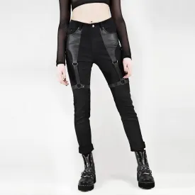 Gothic Punk Rock PU Leather Cargo Pants