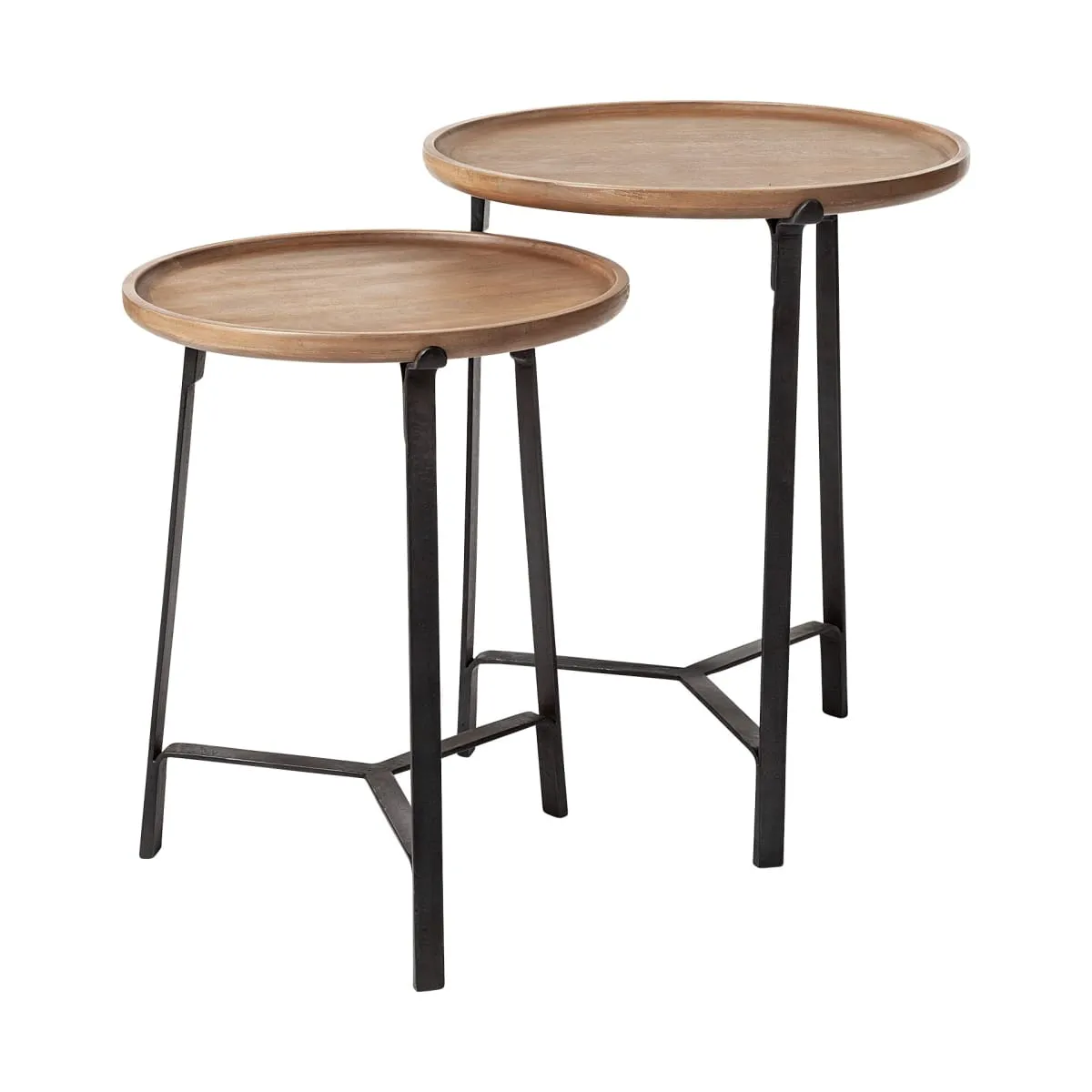 Helios End Side Table Brown Wood | Black Iron