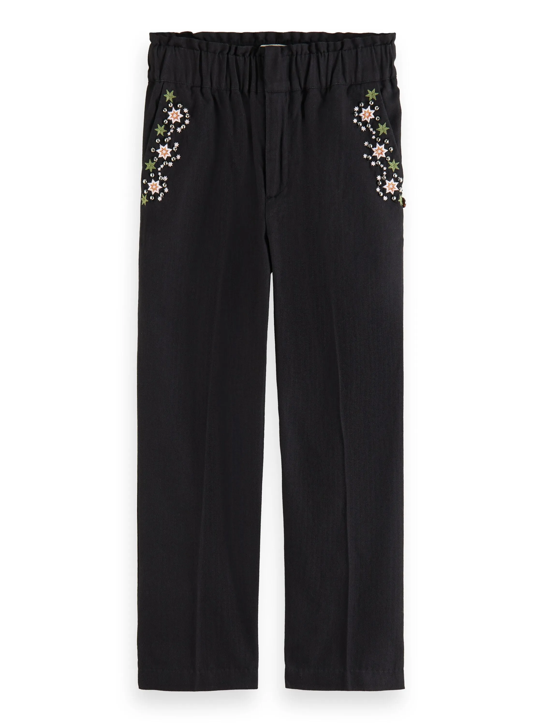 High Rise Embroidered Pants