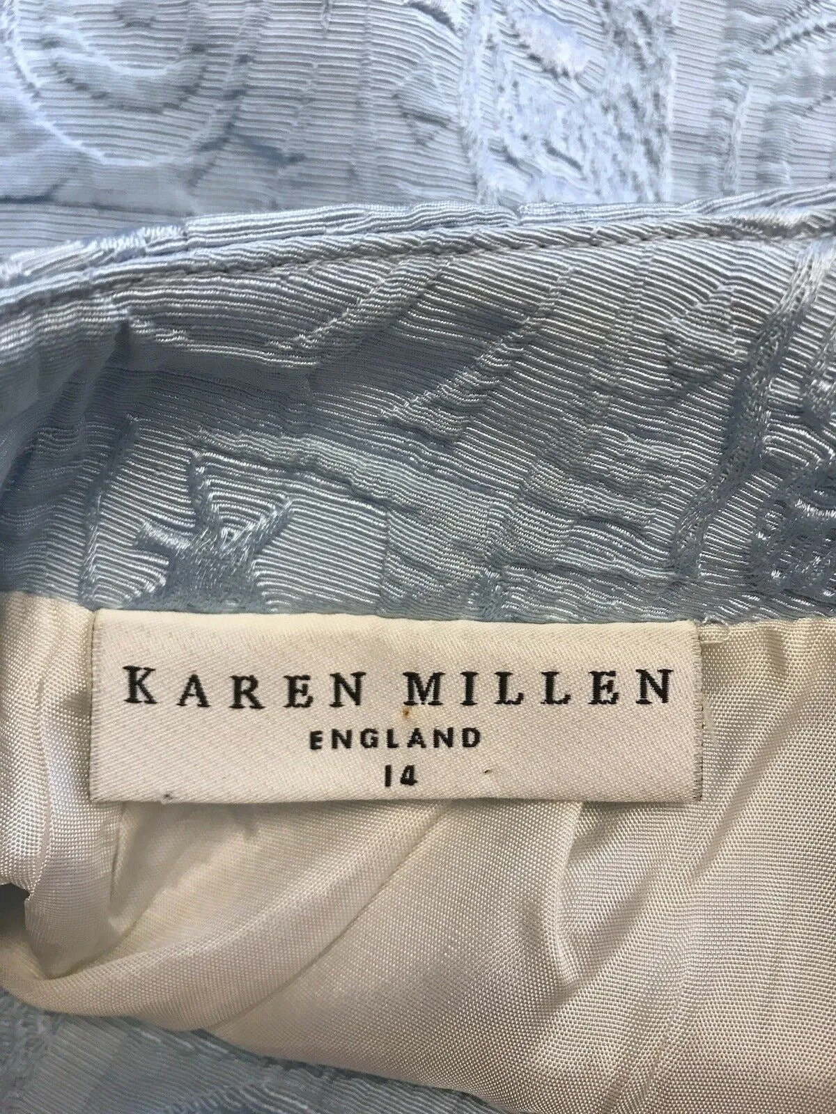 Karen Millen Vintage Light Blue Mini Pencil Skirt  29" waist UK 14 US 10 EU 42