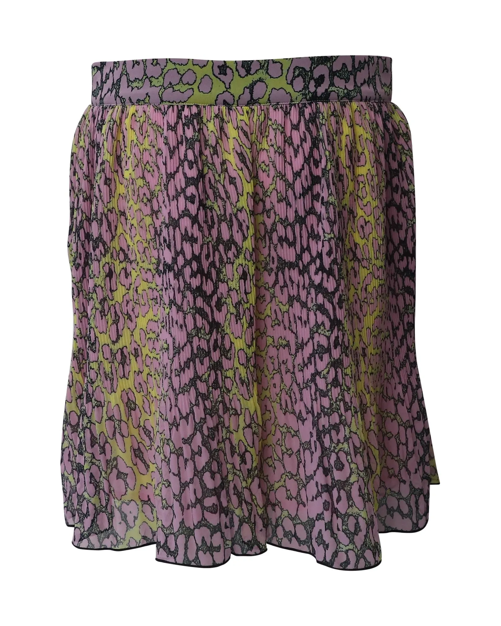 Leopard Print Pleated Crepe Skirt