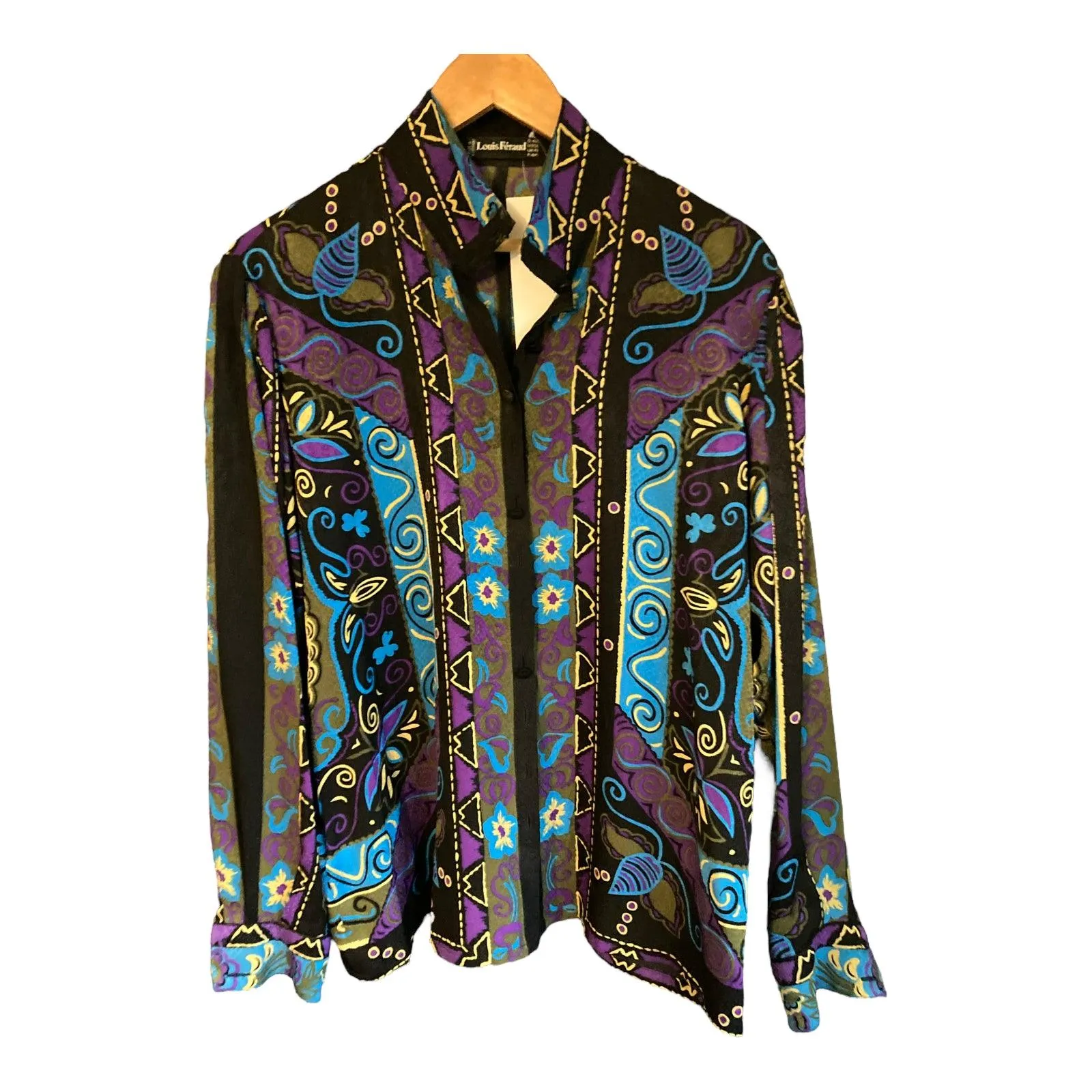 Louis Feraud Silk Multi-Coloured Long Sleeved Blouse UK Size 16