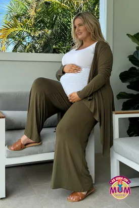 Luxe Wide Leg Maternity Pants - Dark Olive