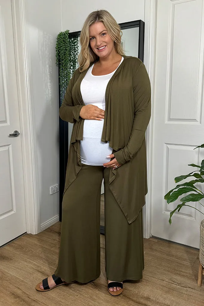 Luxe Wide Leg Maternity Pants - Dark Olive