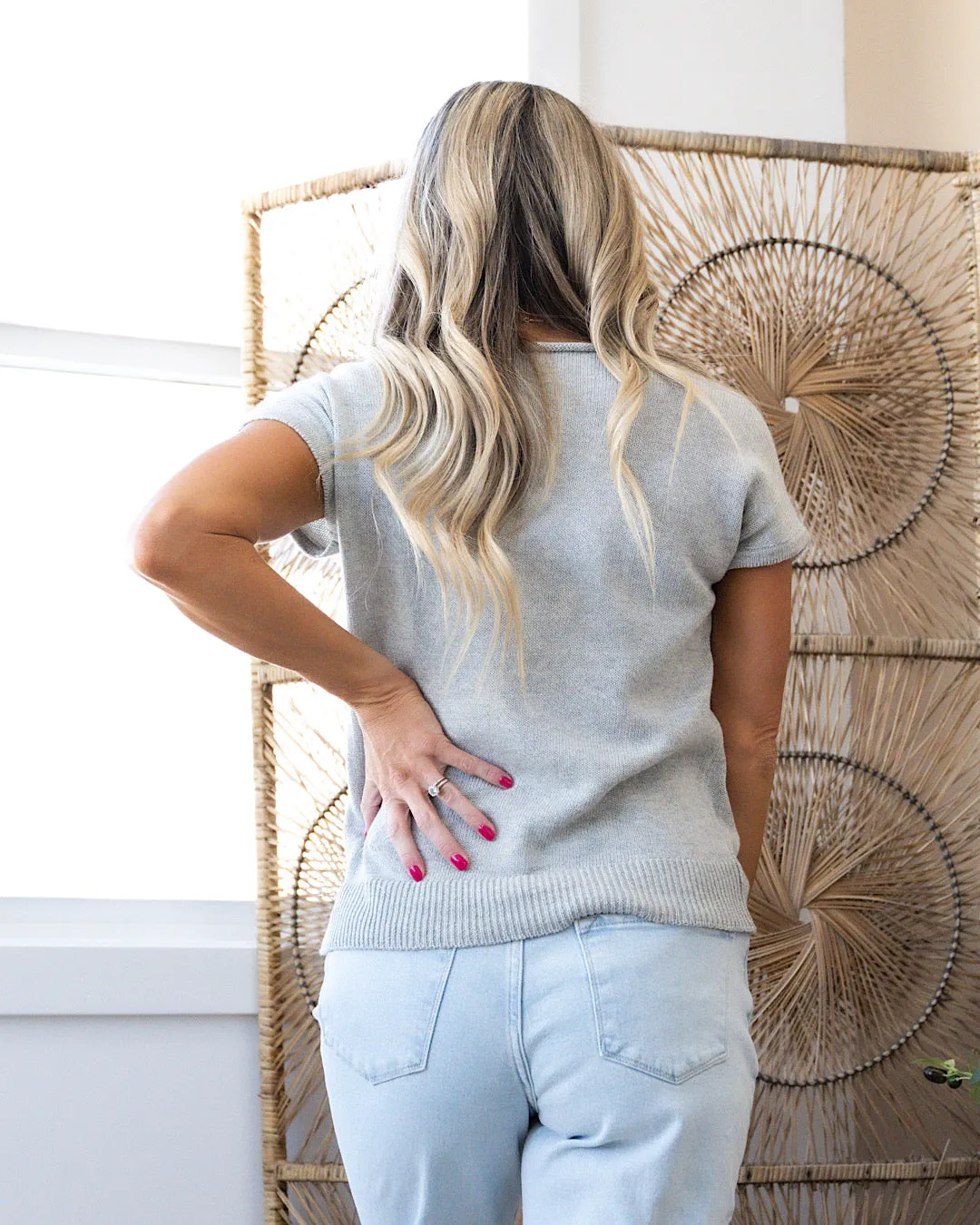 Maisey Heather Gray Short Sleeve Sweater FINAL SALE