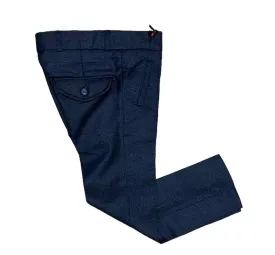 MB Blue Textured Dress Pant