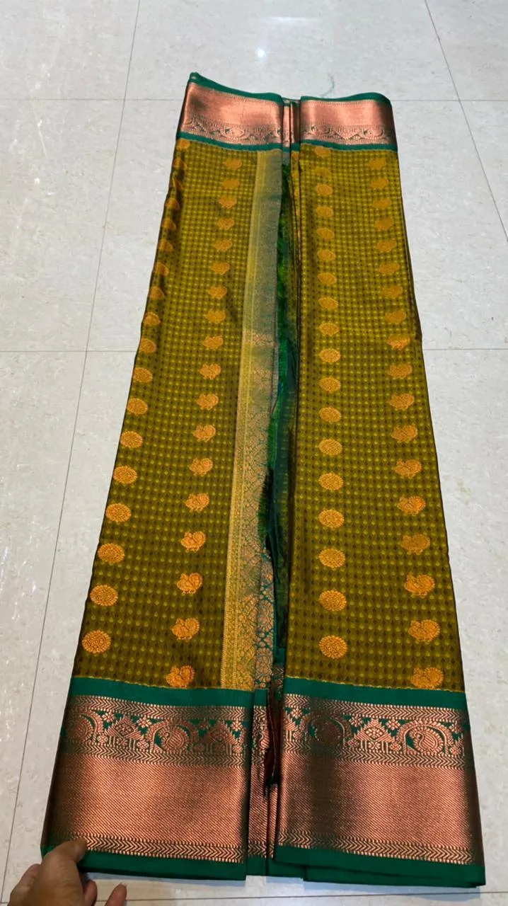 Mehandi green semi silk saree with blouse