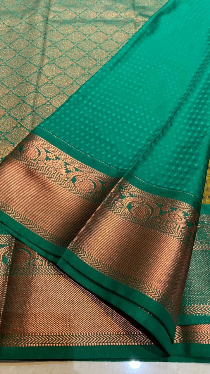 Mehandi green semi silk saree with blouse