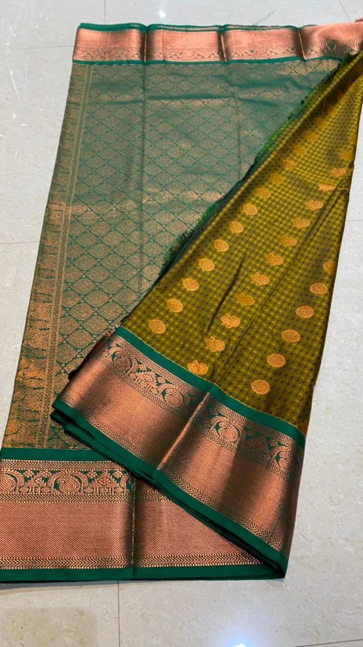 Mehandi green semi silk saree with blouse