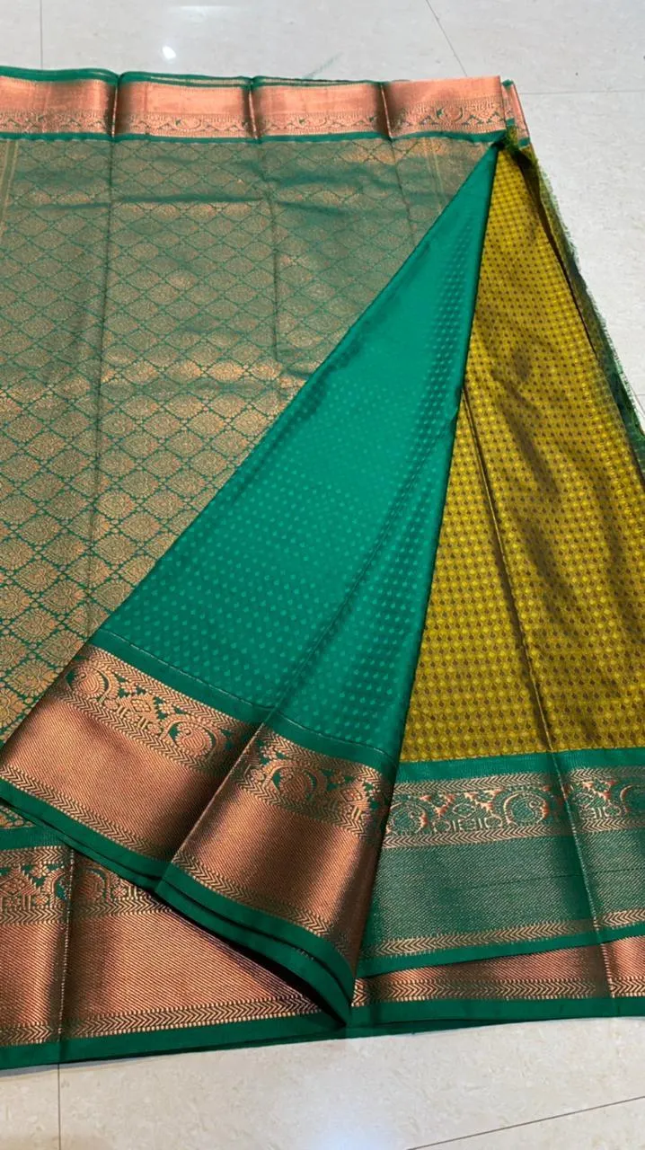 Mehandi green semi silk saree with blouse