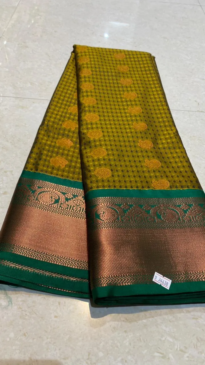 Mehandi green semi silk saree with blouse