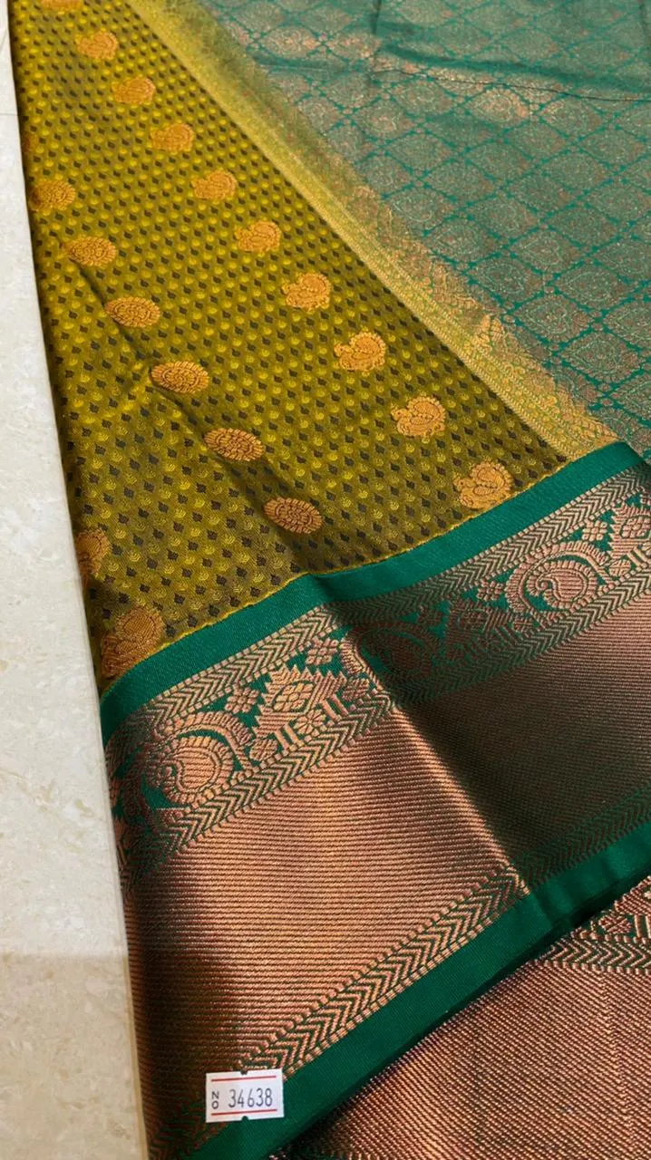 Mehandi green semi silk saree with blouse