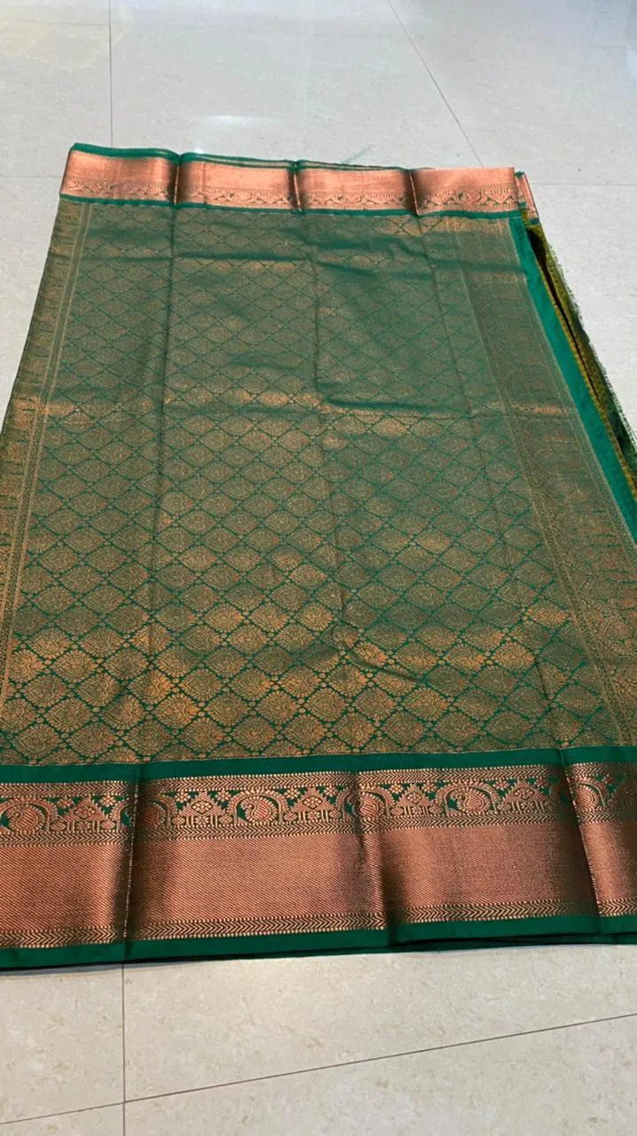 Mehandi green semi silk saree with blouse