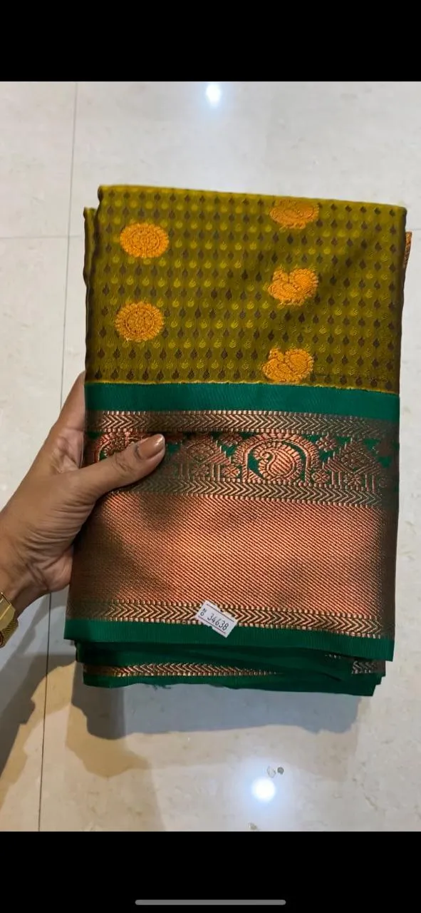 Mehandi green semi silk saree with blouse