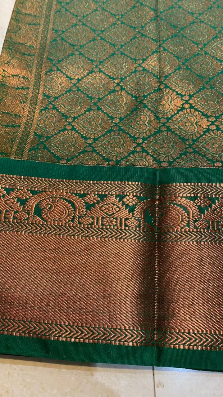 Mehandi green semi silk saree with blouse