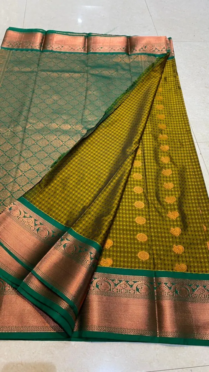 Mehandi green semi silk saree with blouse