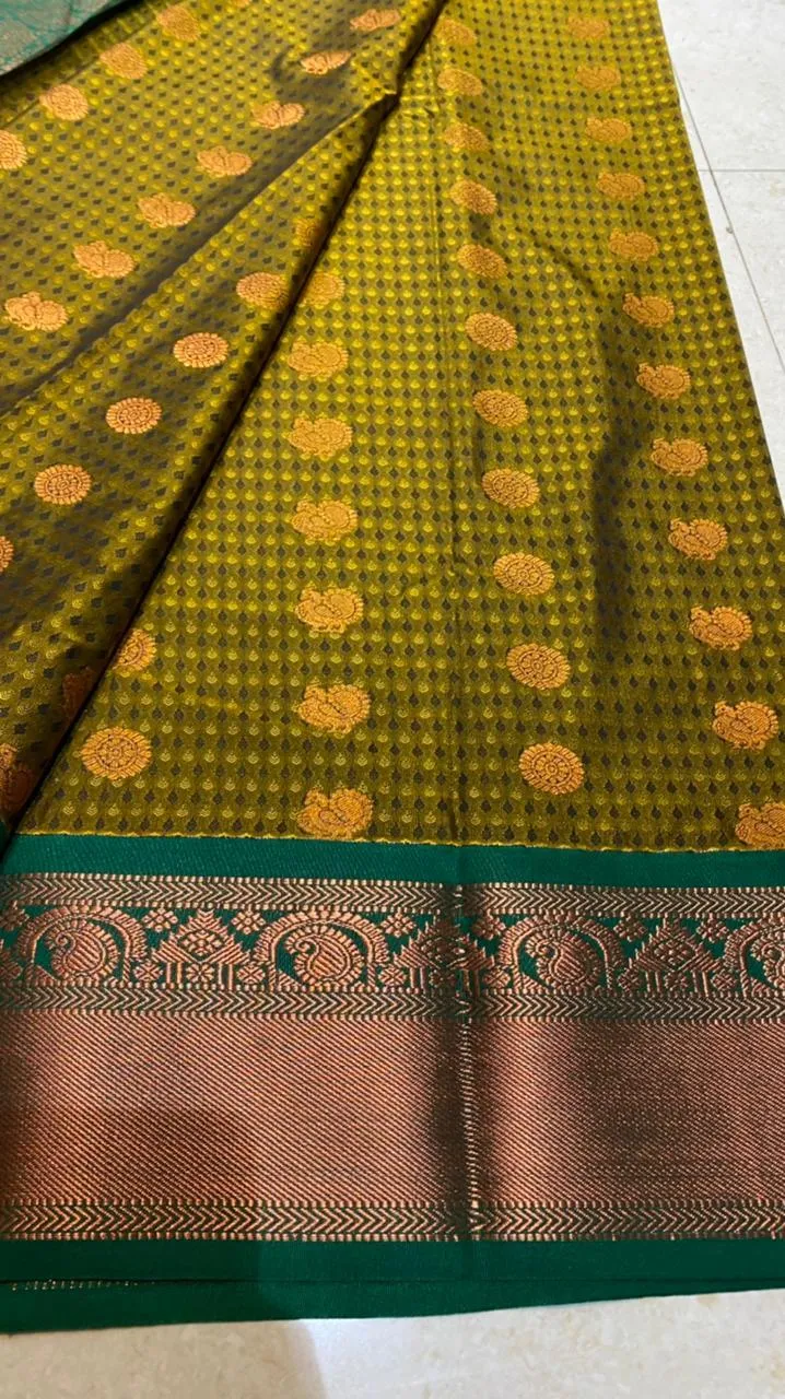 Mehandi green semi silk saree with blouse