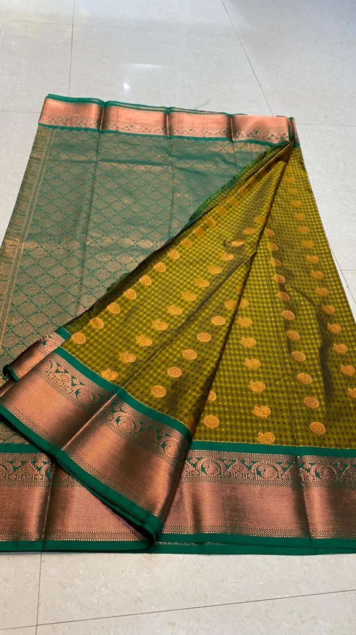 Mehandi green semi silk saree with blouse