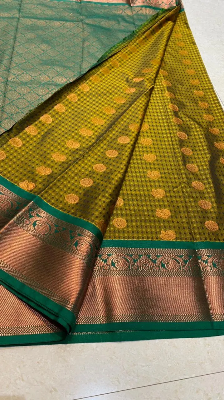 Mehandi green semi silk saree with blouse