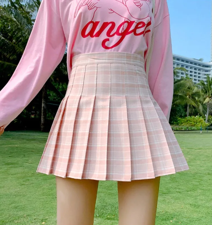 Pink Plaid School Girl Skirt