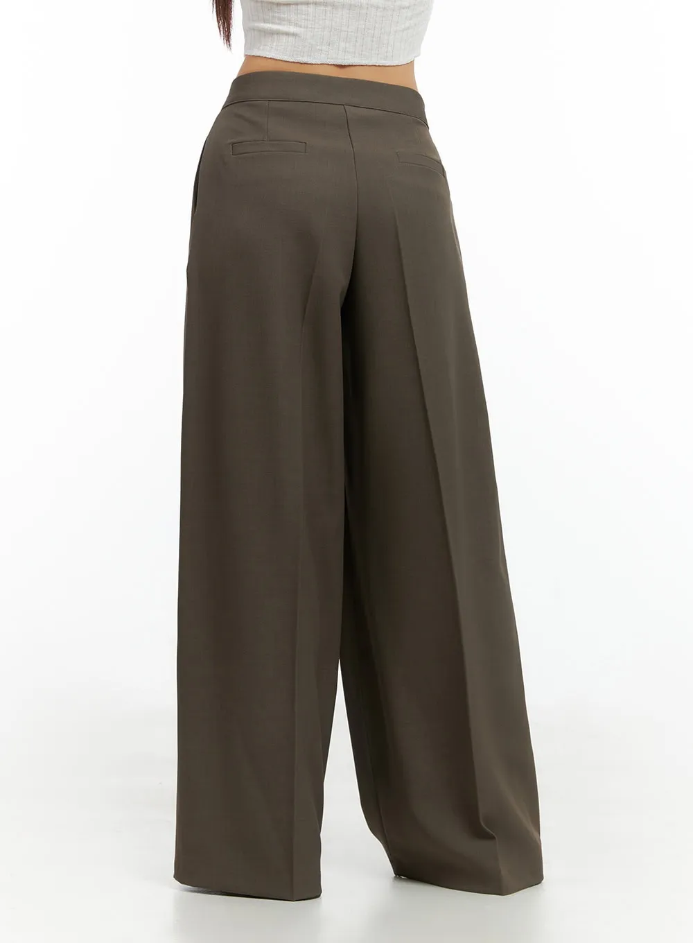 Pintuck Wide-Leg Tailored Pants IS402