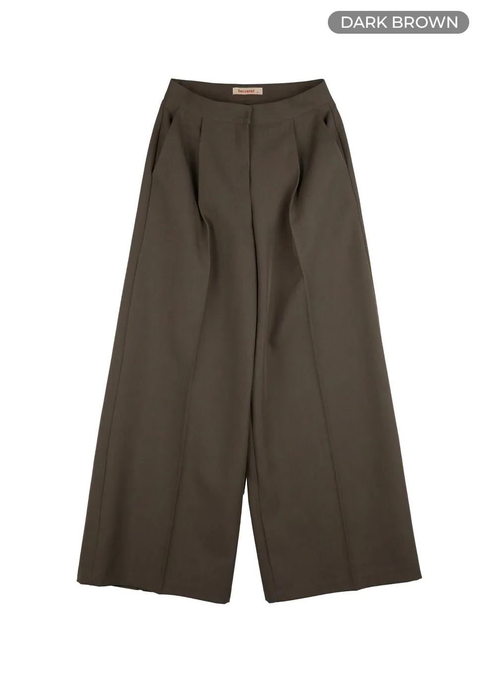 Pintuck Wide-Leg Tailored Pants IS402