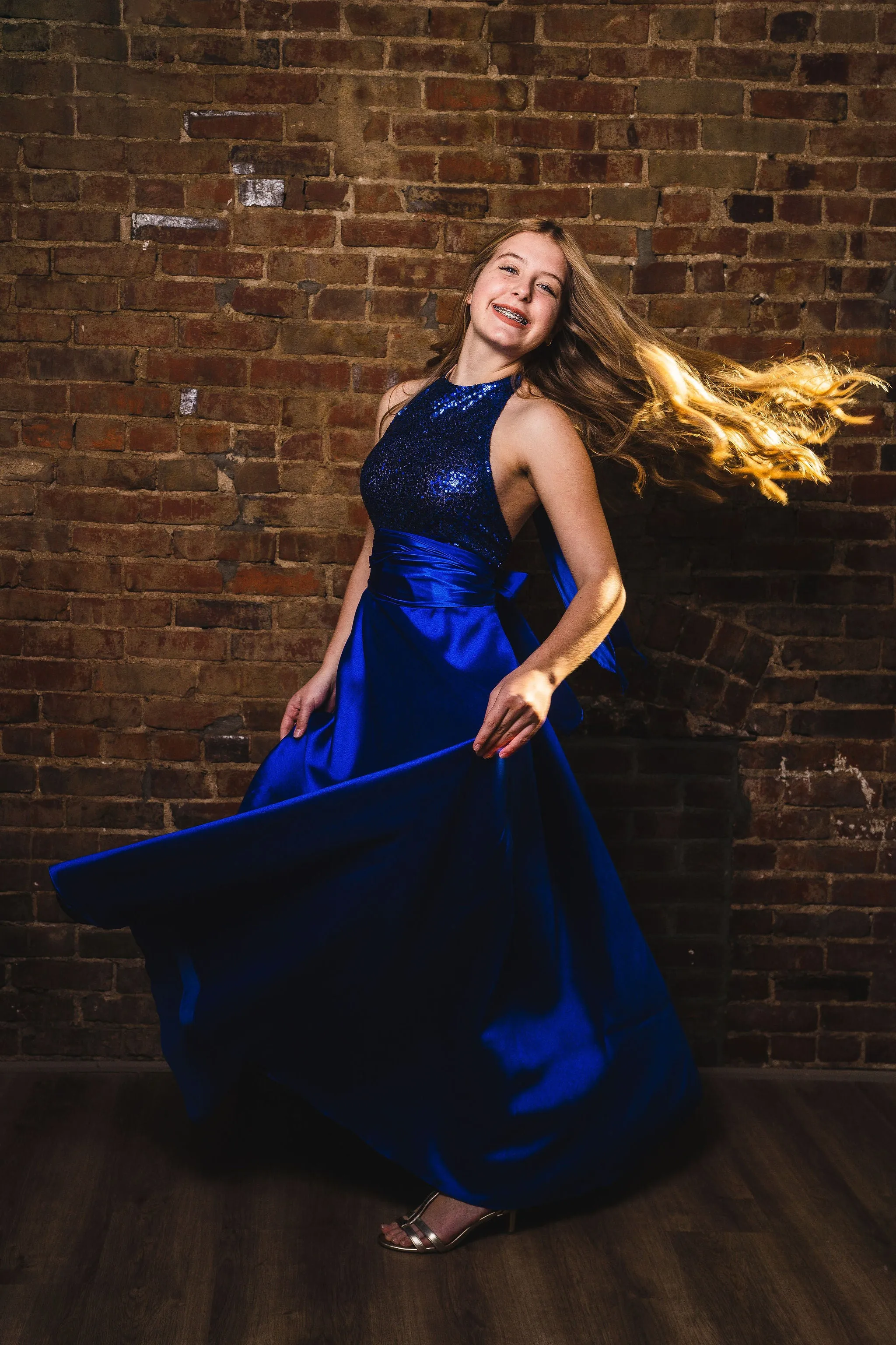 Royal blue halter and ball skirt