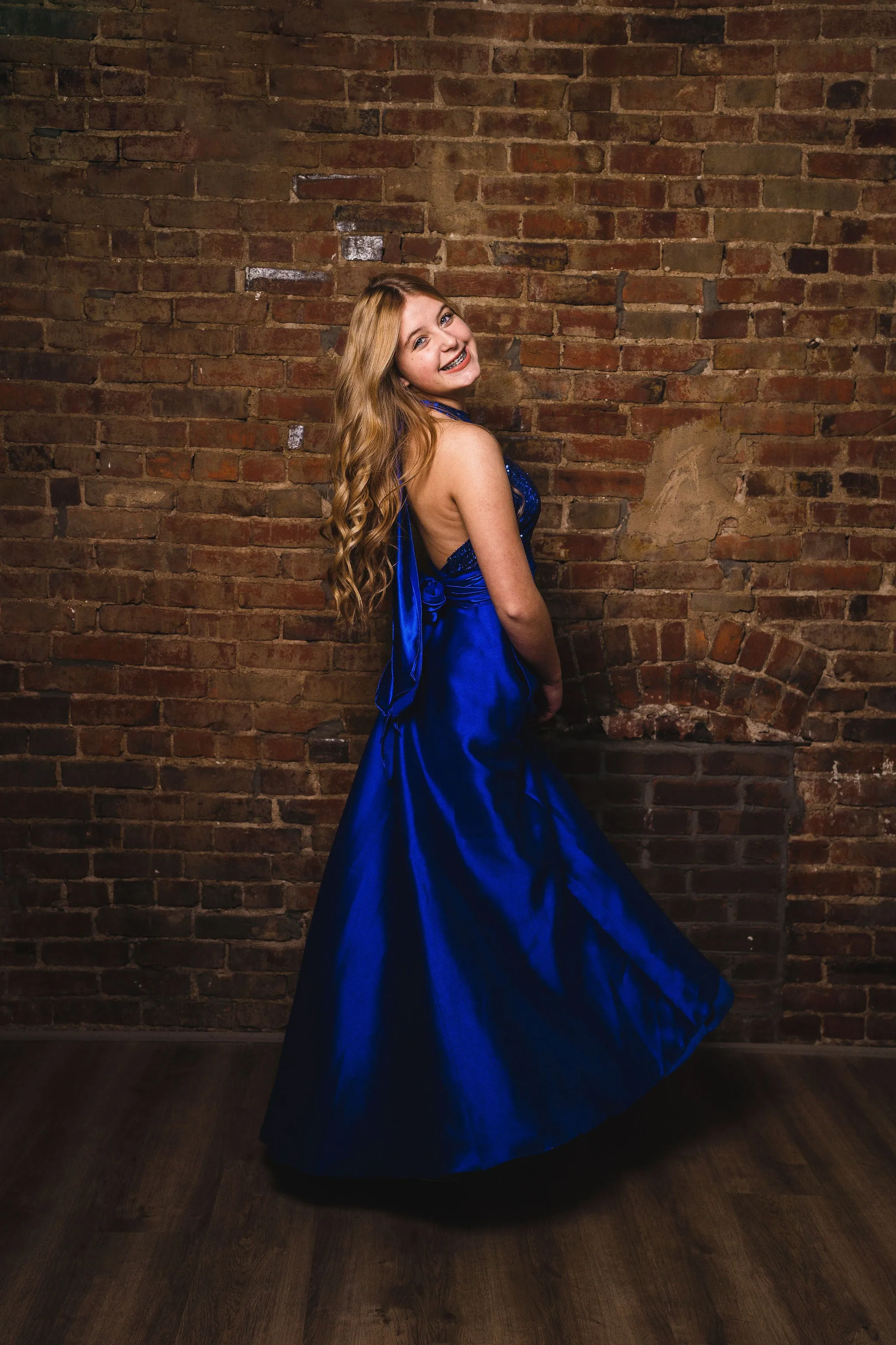 Royal blue halter and ball skirt