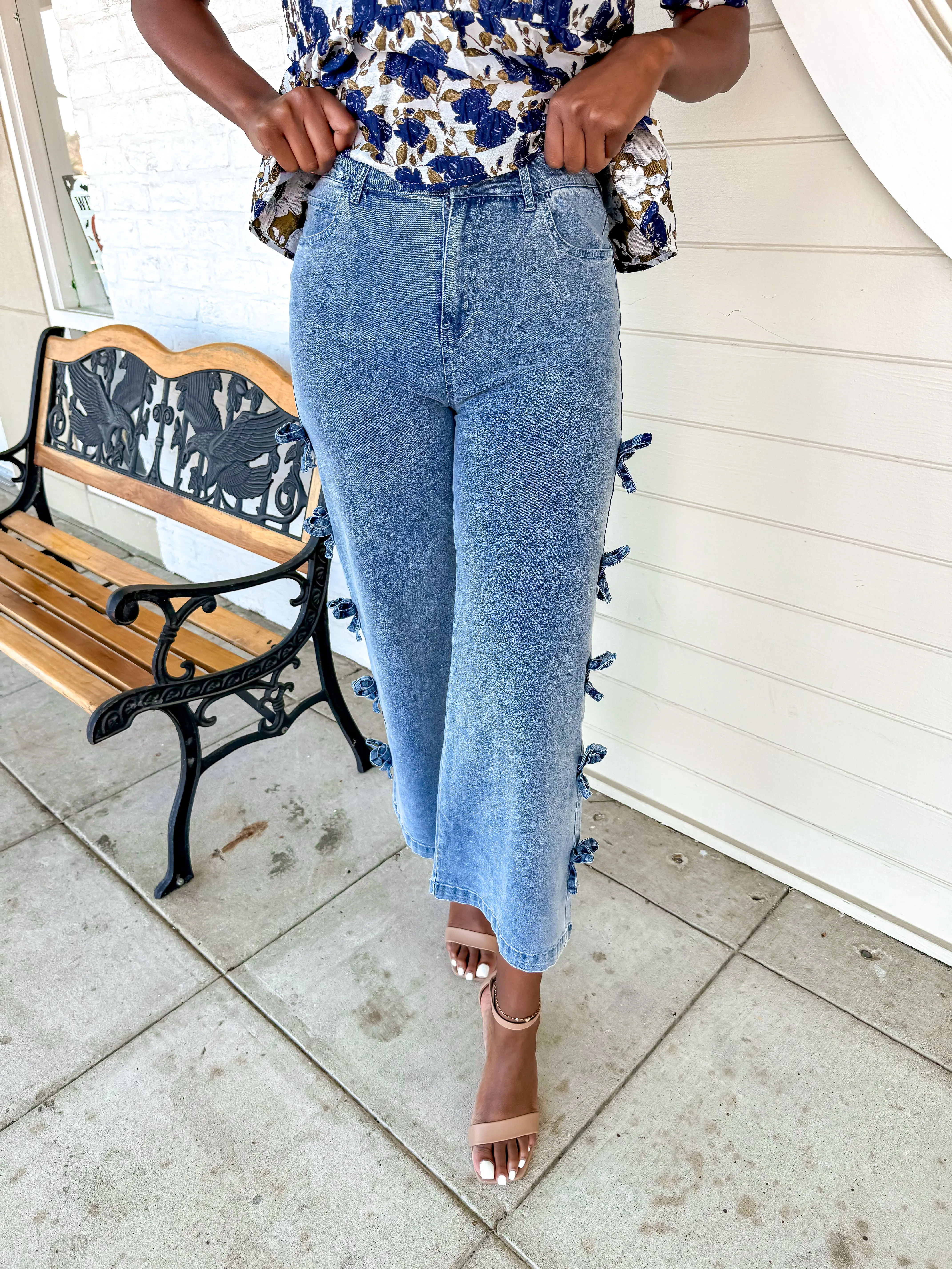 Seeing Bows Denim Pants