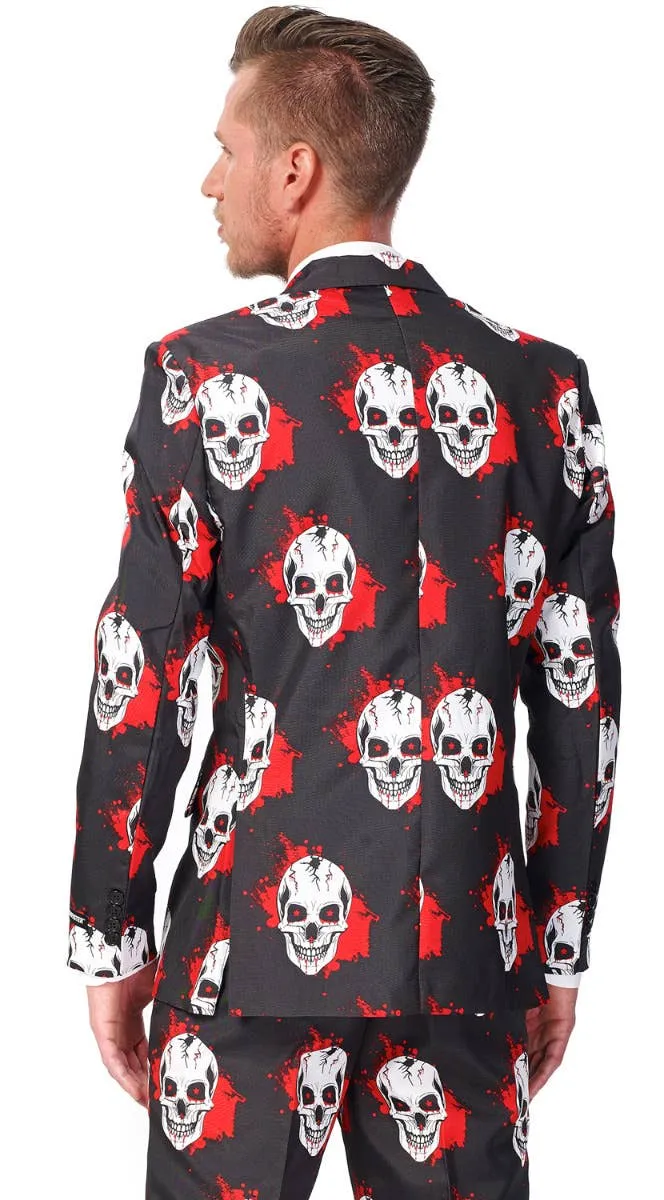 Suitmeister Skull Print Mens Novelty Halloween Suit