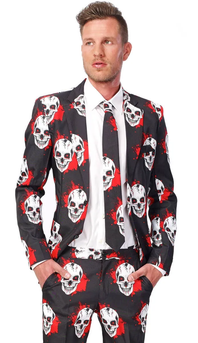 Suitmeister Skull Print Mens Novelty Halloween Suit