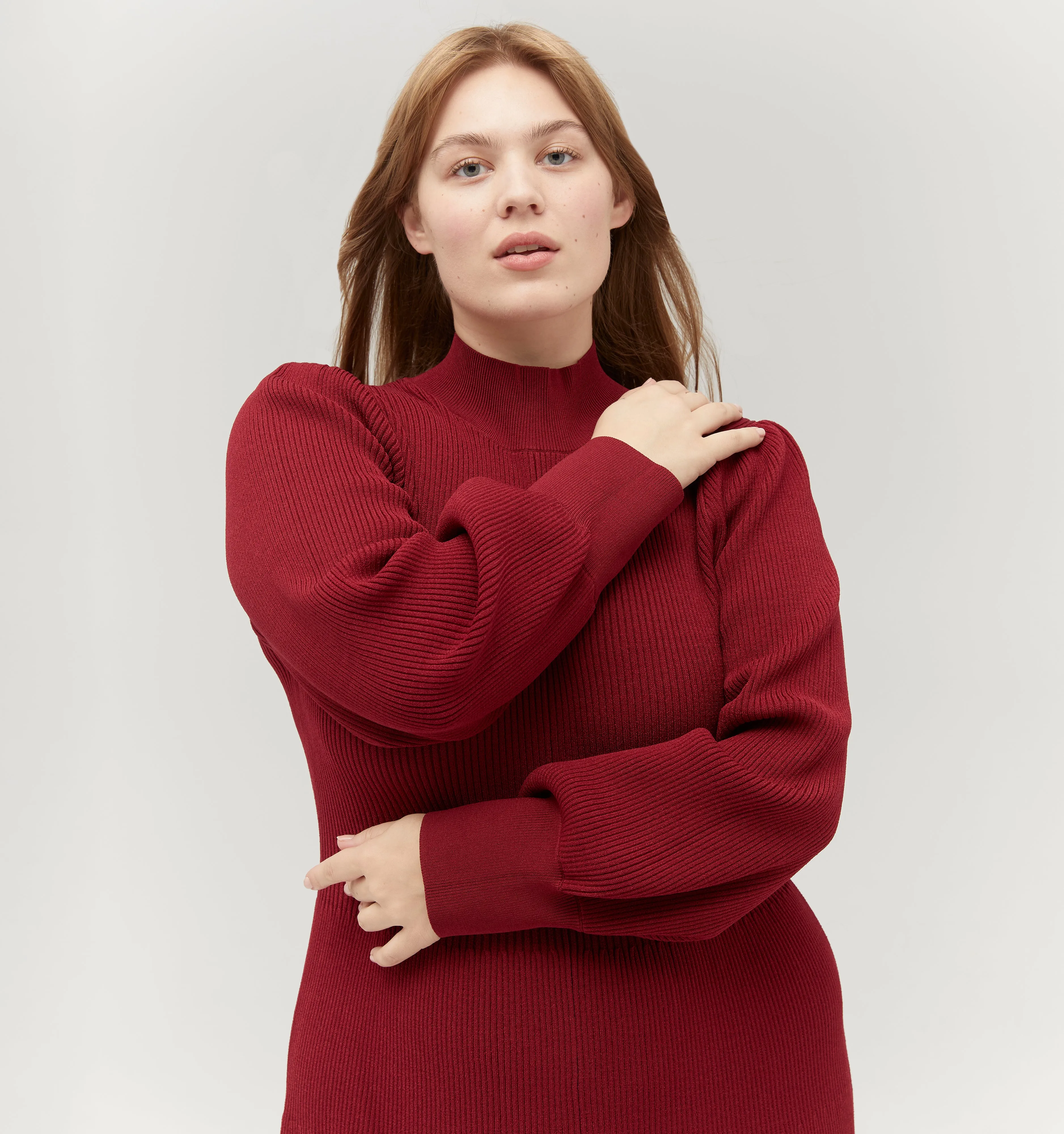 The Persephone Dress - Dark Cherry Rib Knit