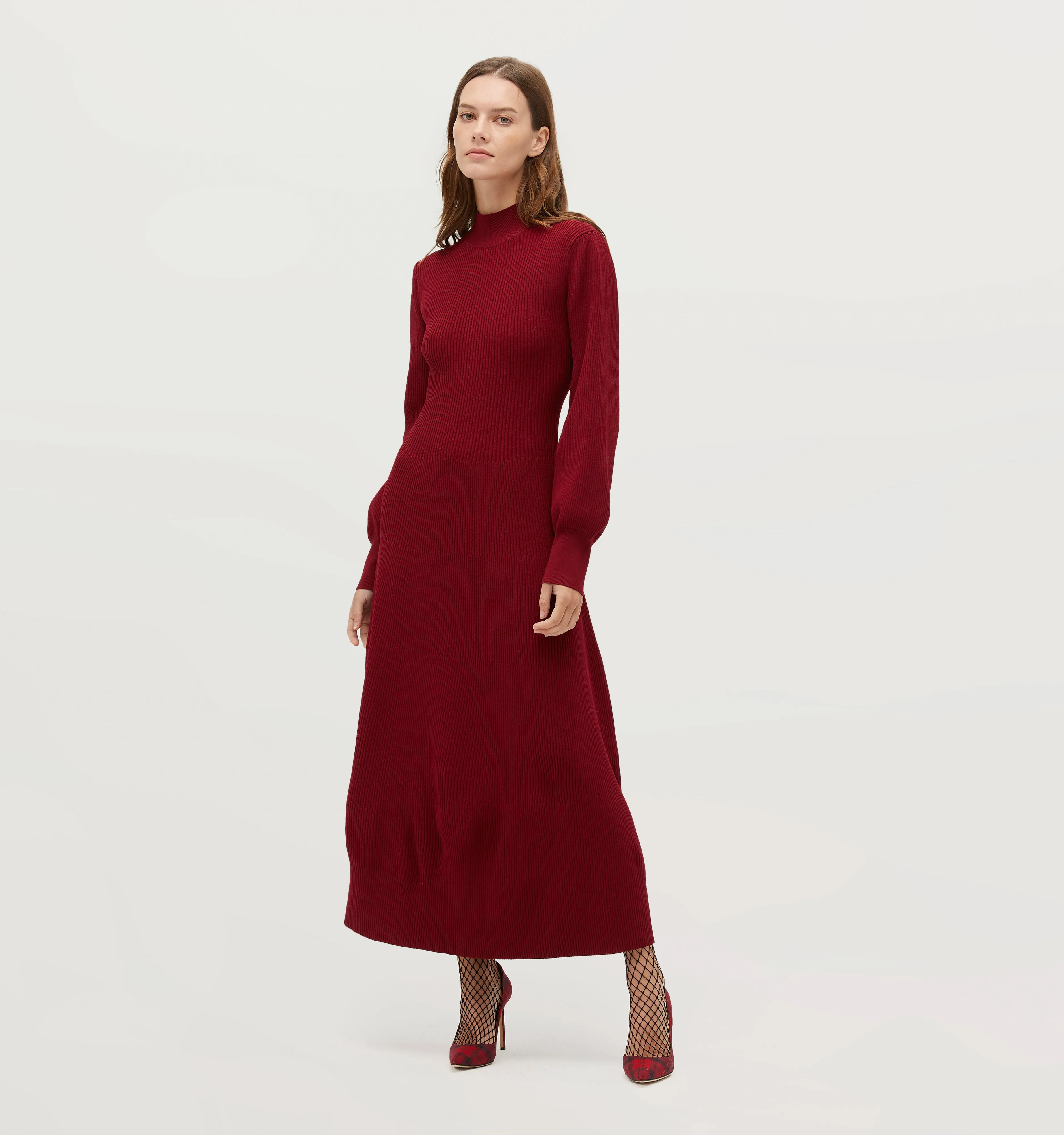 The Persephone Dress - Dark Cherry Rib Knit