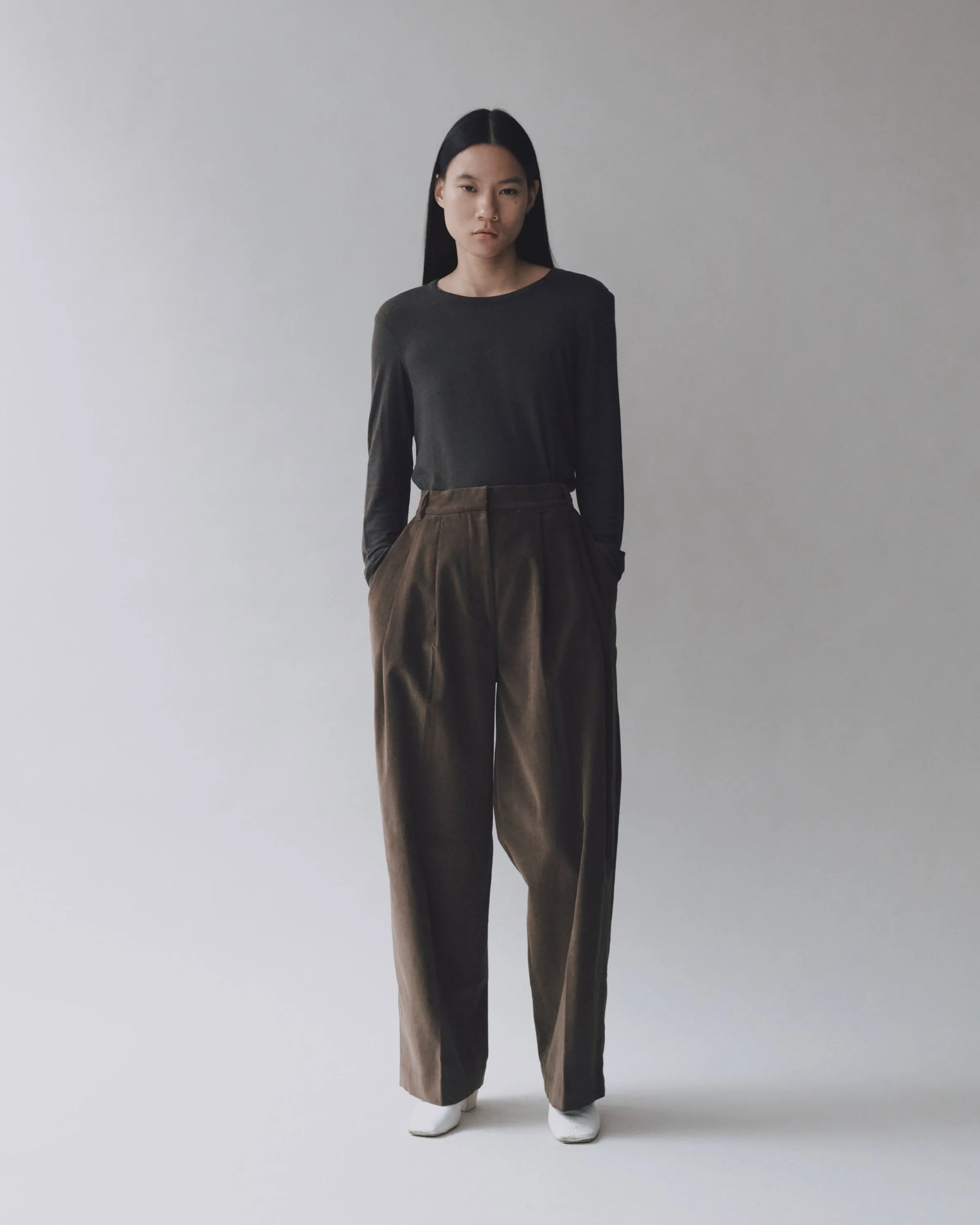 THIN CORDUROY WIDE LEG PANTS